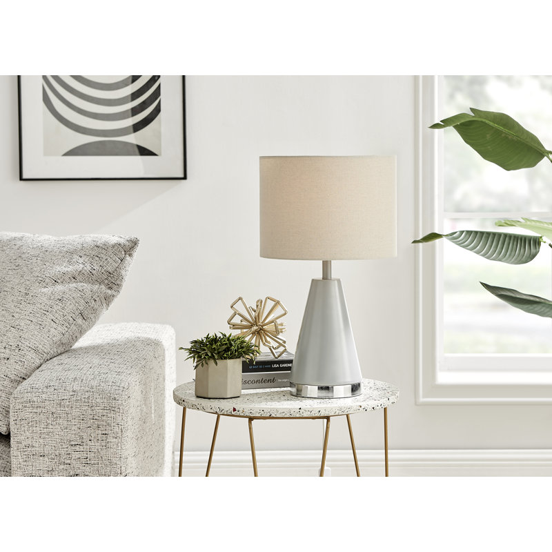Aura Sleek Standard Table Lamp or Bedside Light (Bulb Included), Grey/Silver