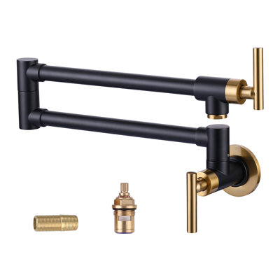 Commercial Wall Mount Brass Pot Filler Faucet with Double Joint Swing Arms