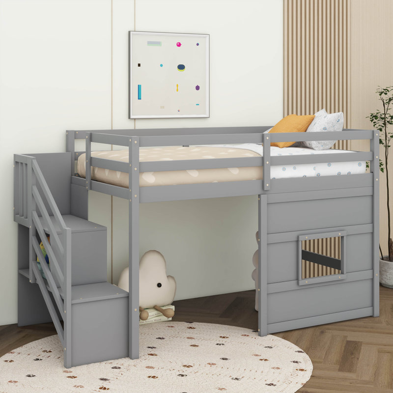 Jennylee Kids Twin Loft Bed, Gray