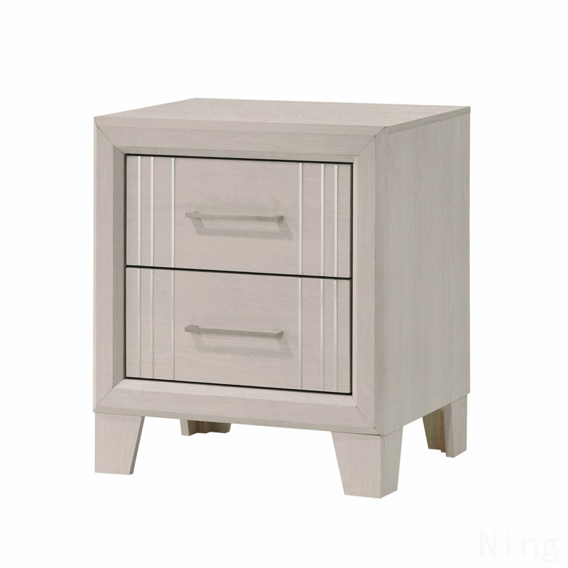 Table de chevet contemporaine à 2 tiroirs 1Pc, Beige