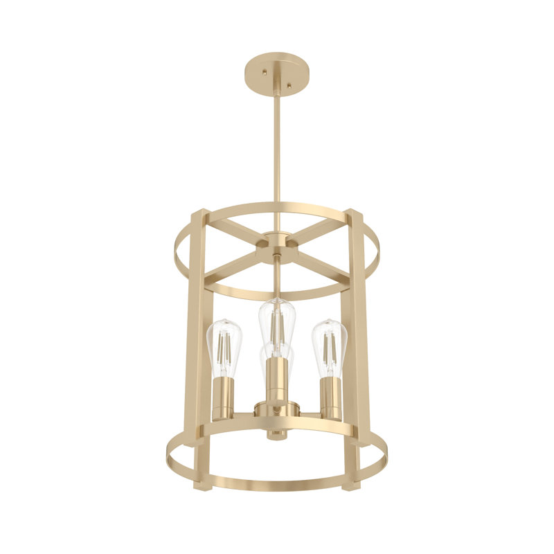 Astwood 4 - Light Dimmable Lantern Drum Chandelier, Gold, 16" W x 16" D x 17.75" H