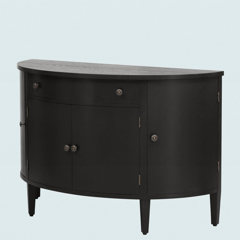 Armoire de rangement incurvée en placage de bois massif Fraxinus Mandschuric, tablettes réglables, convient, Noir