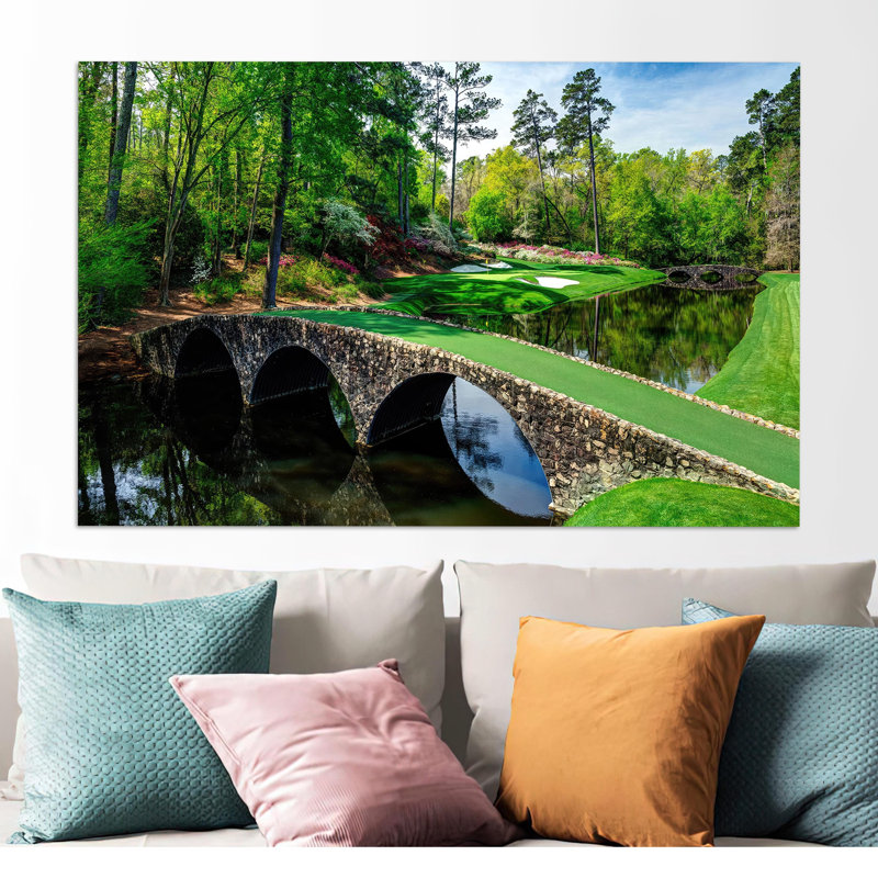 Cadeau personnalisé de petite fille moderne en verre avec une vue d'arbre et un thème de club de golf, H 27,6 po x l 43,3 po