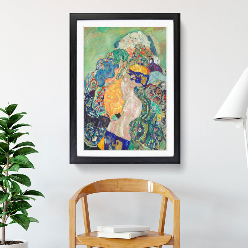 Baby Cradle by Gustav Klimt - Picture Frame Painting, Black, 90cm H x 65cm W x 2cm D