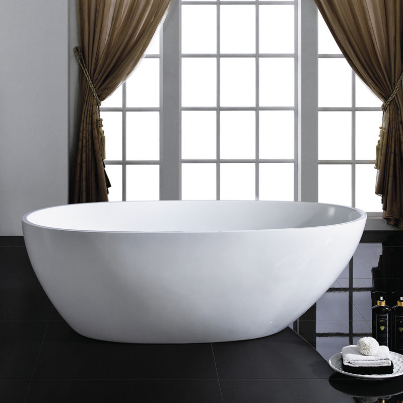 Tex 66.5'' x 33.5'' Freestanding Soaking Acrylic Bathtub