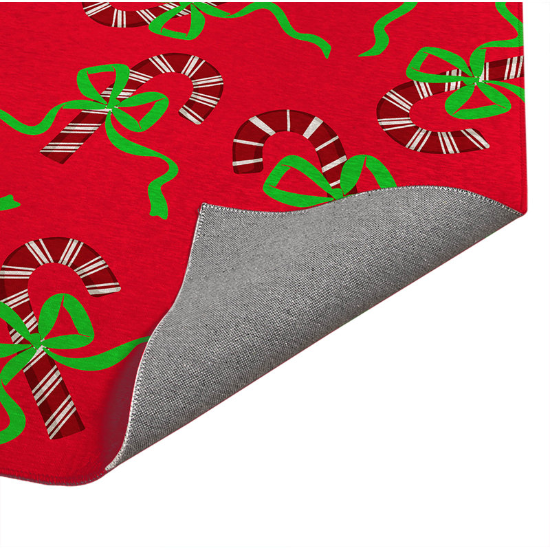 Paillasson Candycanes & Bows, Rouge, L 60 po x L 84 po