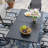 6-Person Rectangular Patio Dining Set With Swivel PVC-coated polyester Chairs-261912156