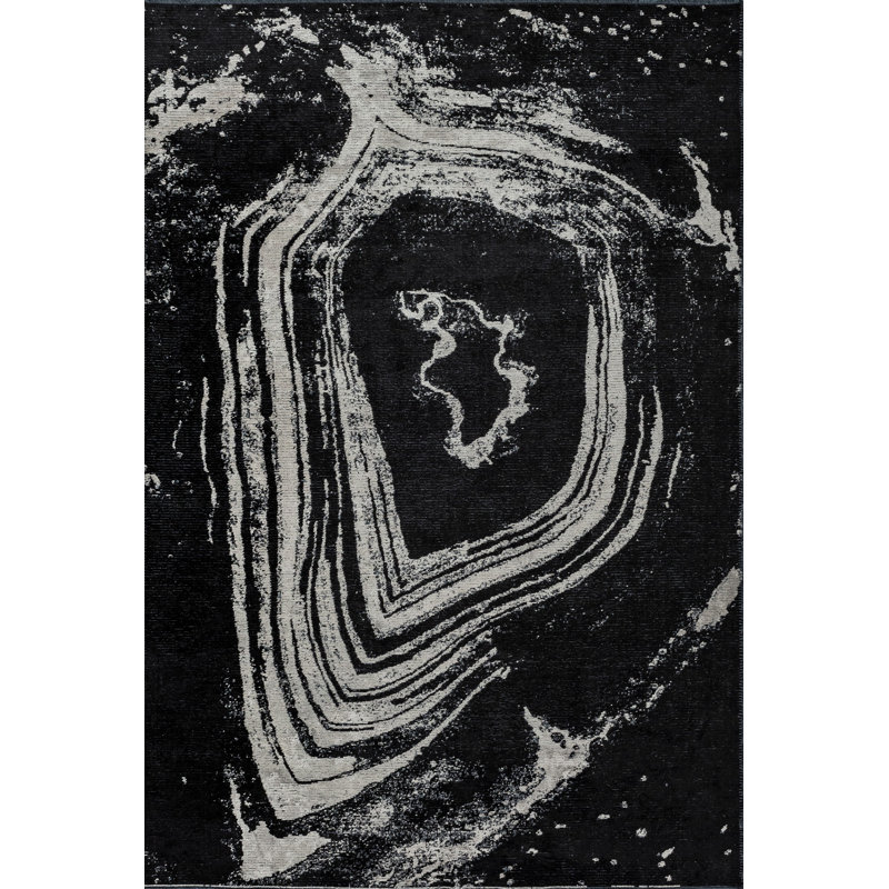 Rapture Gray/Black Abstract Luxury Area Rug, Rectangle 7'10" x 11'2"