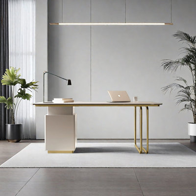 Bureau en pierre frittée avec tiroirs