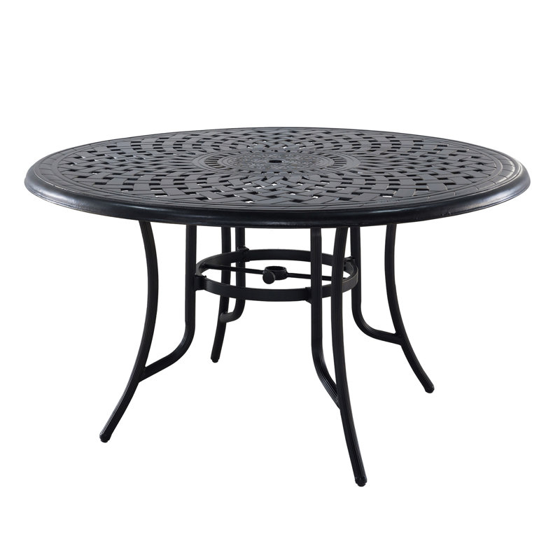 Abhiraj Round Metal Outdoor Dining Table With Umbrella Hole , 51.18'' in. W 51.18'' in. D