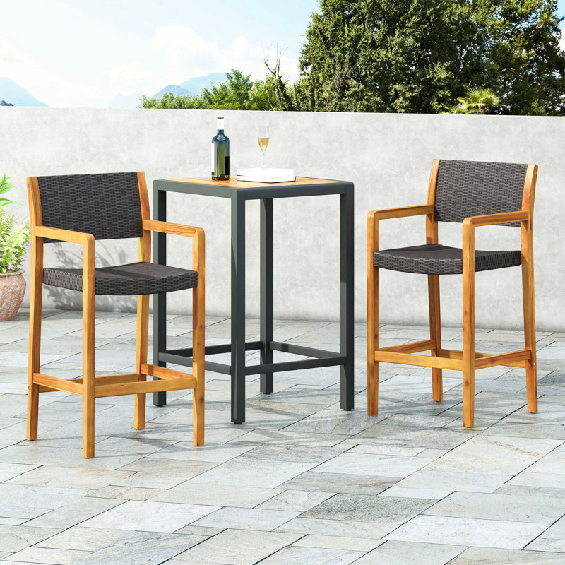 GENESEE WICKER & WOOD BAR STOOL