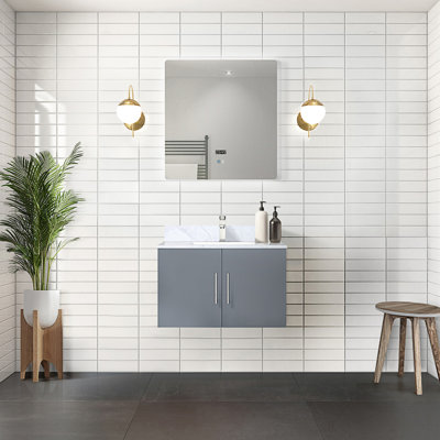30 po X P 22 po Meuble-lavabo de salle de bain D 2 avec comptoir et robinet en marbre de Carrare