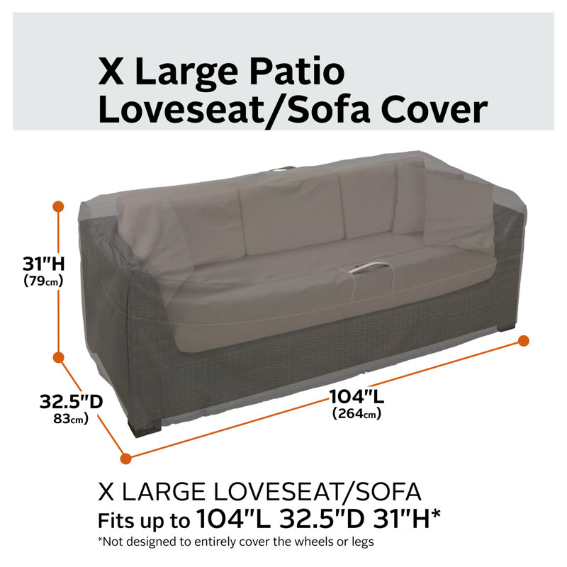 Jaylon Outdoor Patio Sofa Cover, 31" H x 104" W x 32.5" D