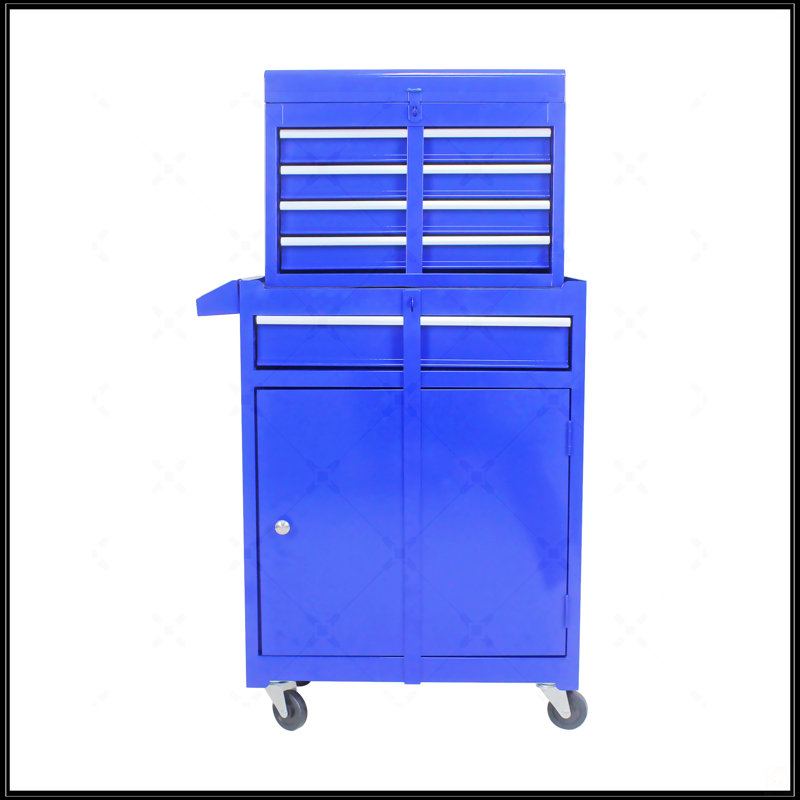 Commode à outils amovible 5 tiroirs avec armoire inférieure et une tablette réglable, Noir