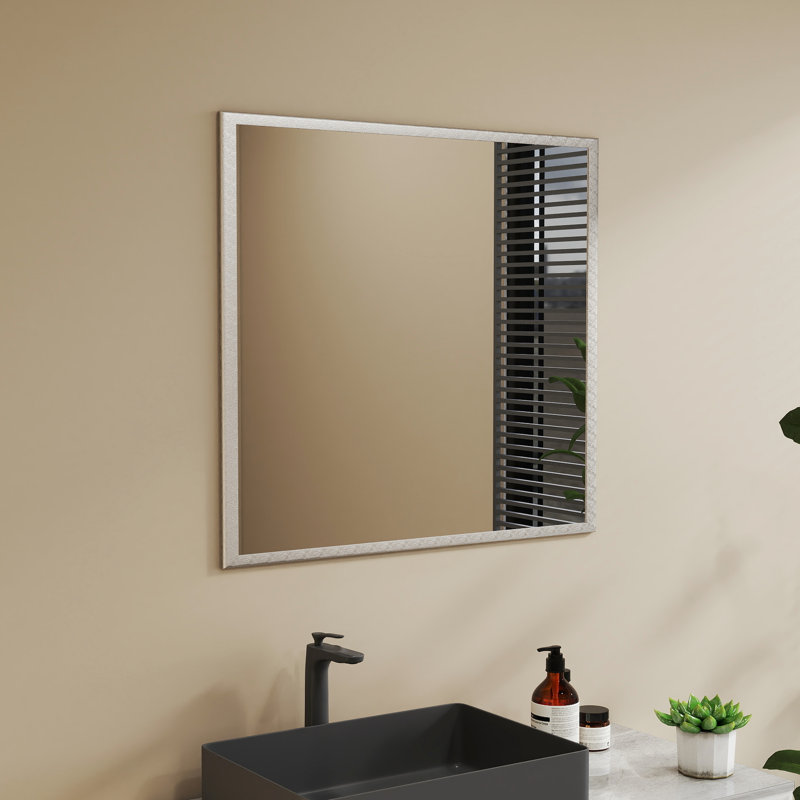 Miroir de salle de bain - Aluminium argenté de 32 pouces, vue dégagée, cadre, installation facile