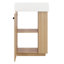Petit meuble-lavabo 21,6 po avec lavabo en céramique, meuble-lavabo étroit avec porte gauche et tablettes ouvertes à droite