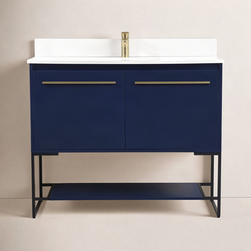 Ensemble de meuble-lavabo simple 40 po Rozell, Bleu