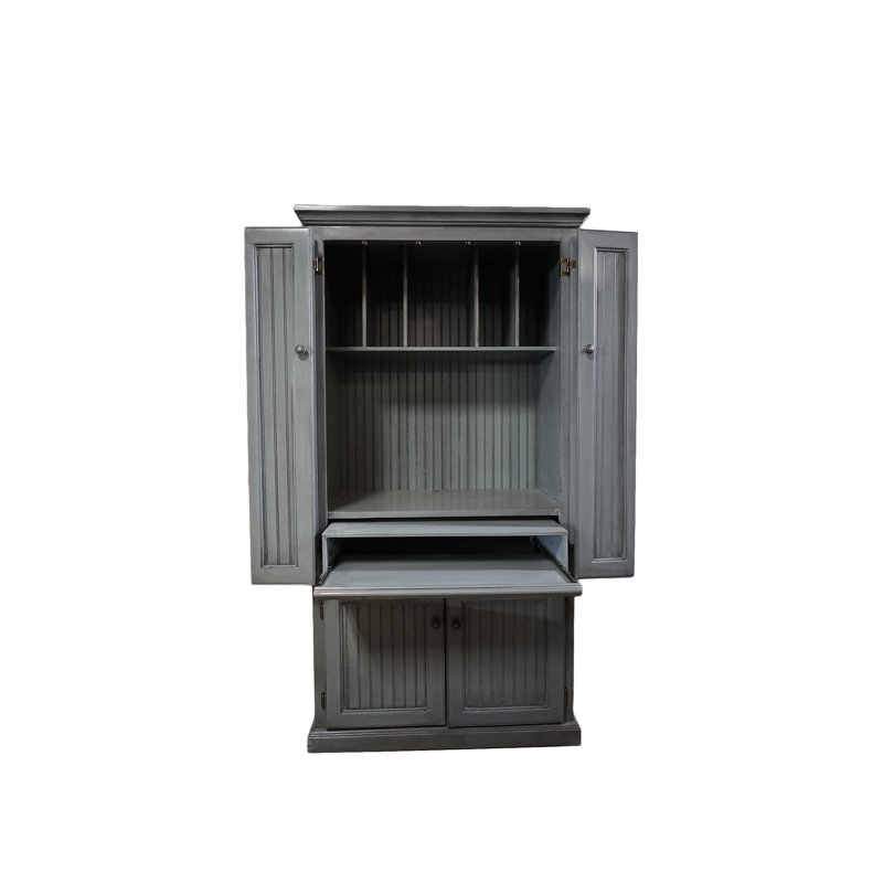 Neasa Solid Wood Base Armoire Desk, Tempting Turquoise