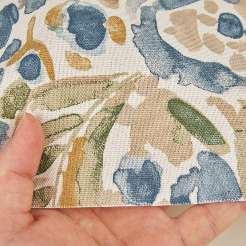 Housse de coussin bleu et vert à motif floral, H 15 po x l 15 po, Carré