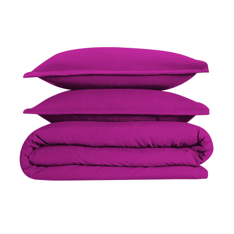 Anicia Super Soft 250 TC Microfibre Reversible Plain Duvet Cover Set, Purple, Kingsize Duvet Cover + 2 Pillowcases