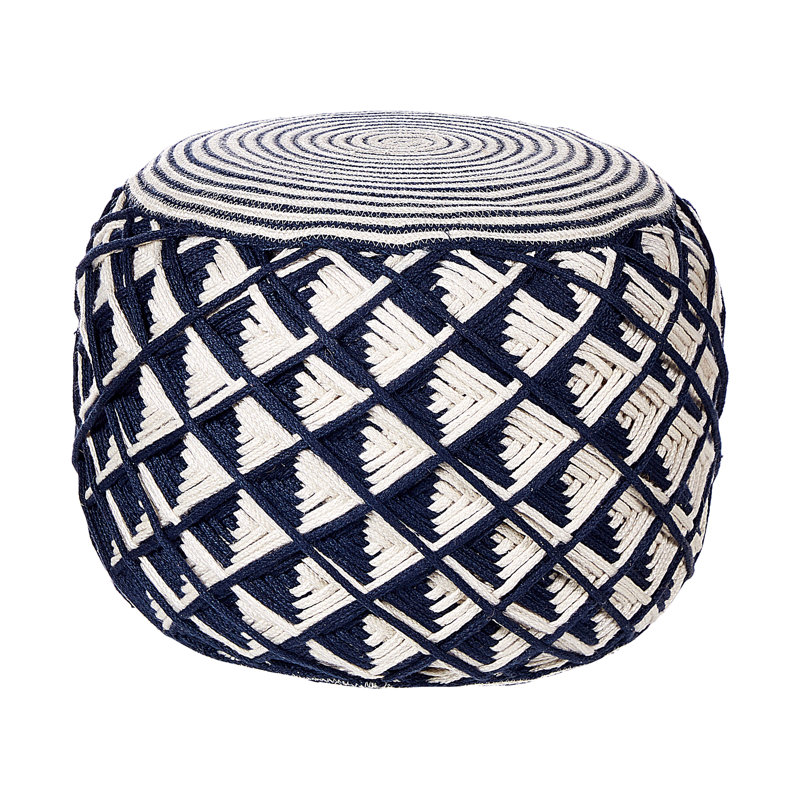 Persayis 50cm Wide Round Geometric Pouf Ottoman