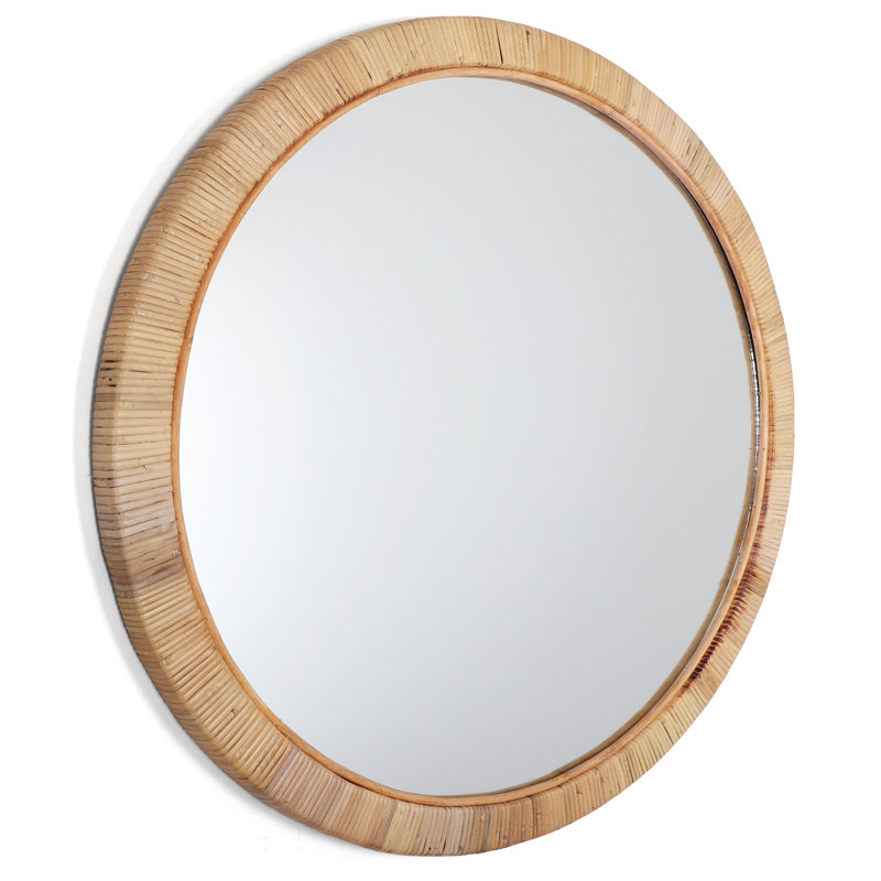 Navarrette Rattan Round Wall Mirror, 30" x 30", 2 Pack