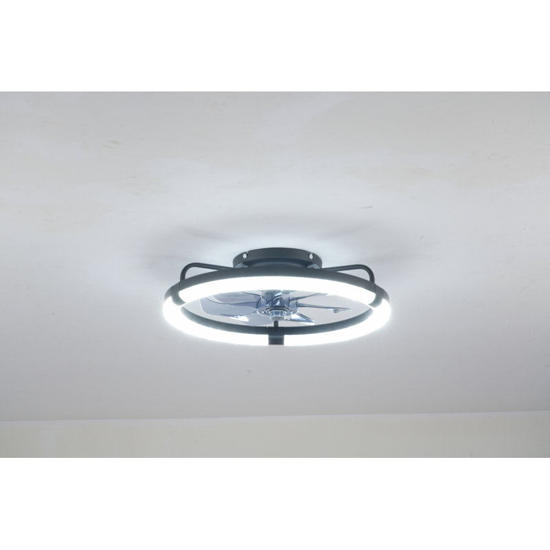 Ventilateurs de plafond de 20 po avec ensemble, source de lumière DEL et télécommande, ventilateur DEL encastré moderne à intensité variable 3000-6500K, 6 vitesses, moteur à courant continu silencieux pour le salon, la chambre à coucher, la cuisine