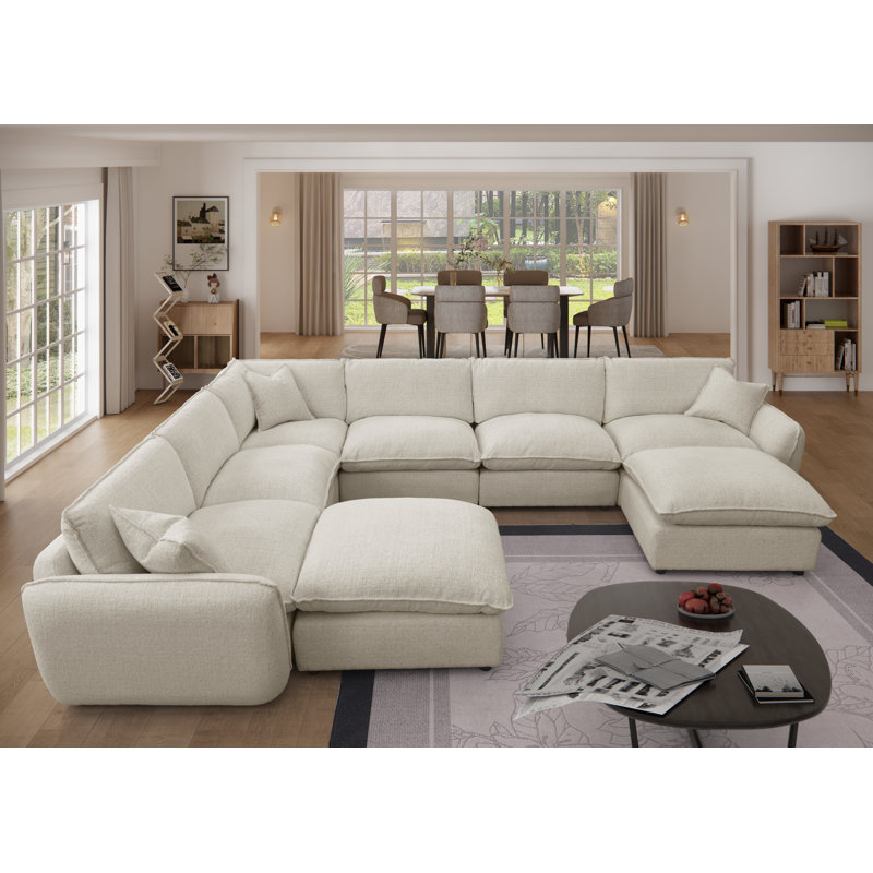 Cloud Modular Sectional Sofa,Down Filled Comfort Oversized  For Living Room,  Large 8 Seater Minimalist Wide Deep Seat, Sofa Cover Washable & Removable