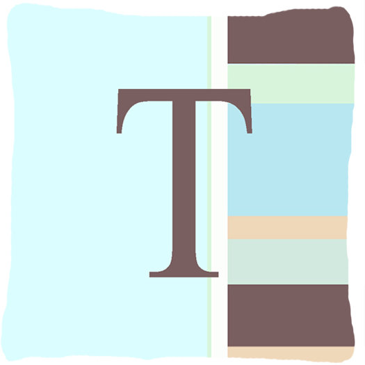 Lettre monogramme initiale bandes bleues intérieur/extérieur Throw Pillow, T