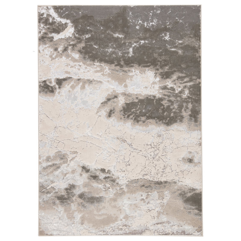 Maslynn Abstract Gray Indoor Area Rug, Rectangle 6'7" x 9'6"