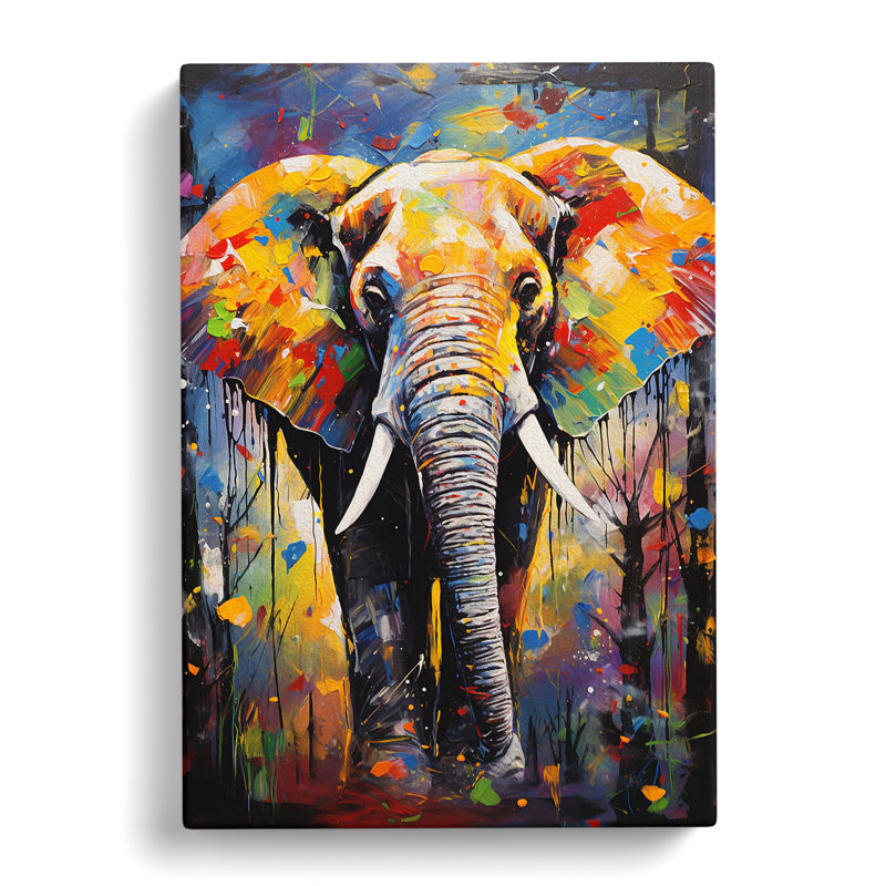Elephant Expressionism No.3 - Wrapped Canvas, 50cm H x 35cm W x 3cm D