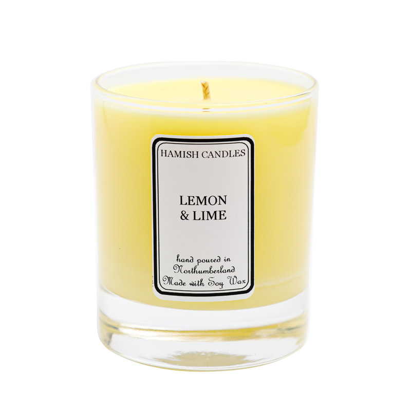 Lemon And Lime Scented Jar Candle with Glass Holder