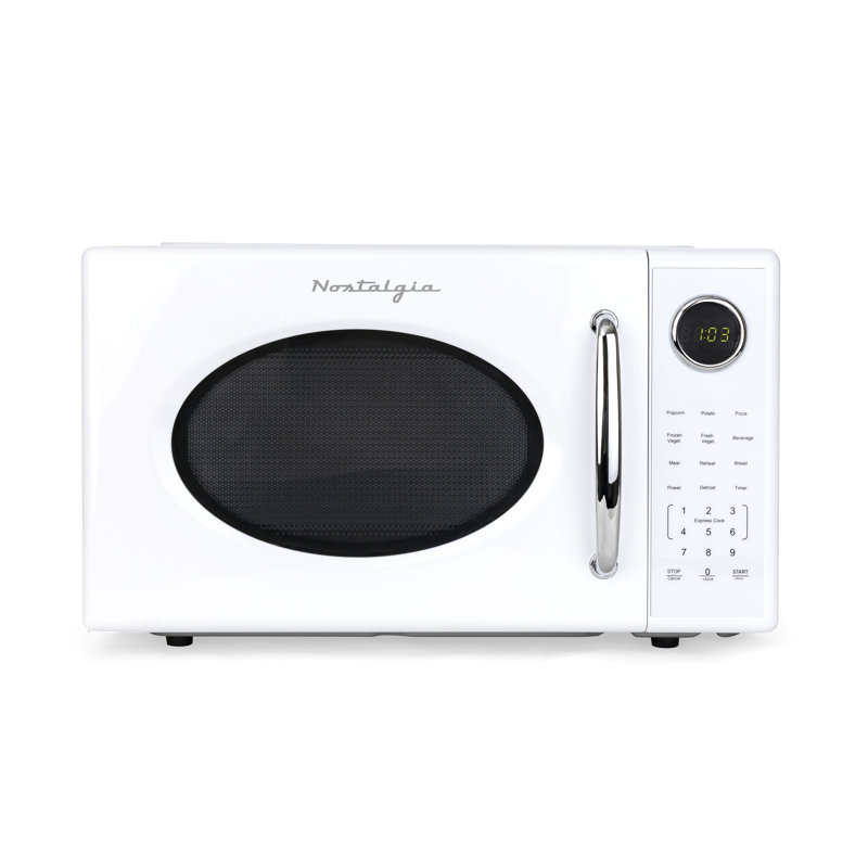 Retro 1.1 Cu Ft Countertop Microwave, White, White