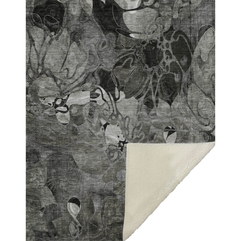 Jeté en sherpa floral Addison, Gris