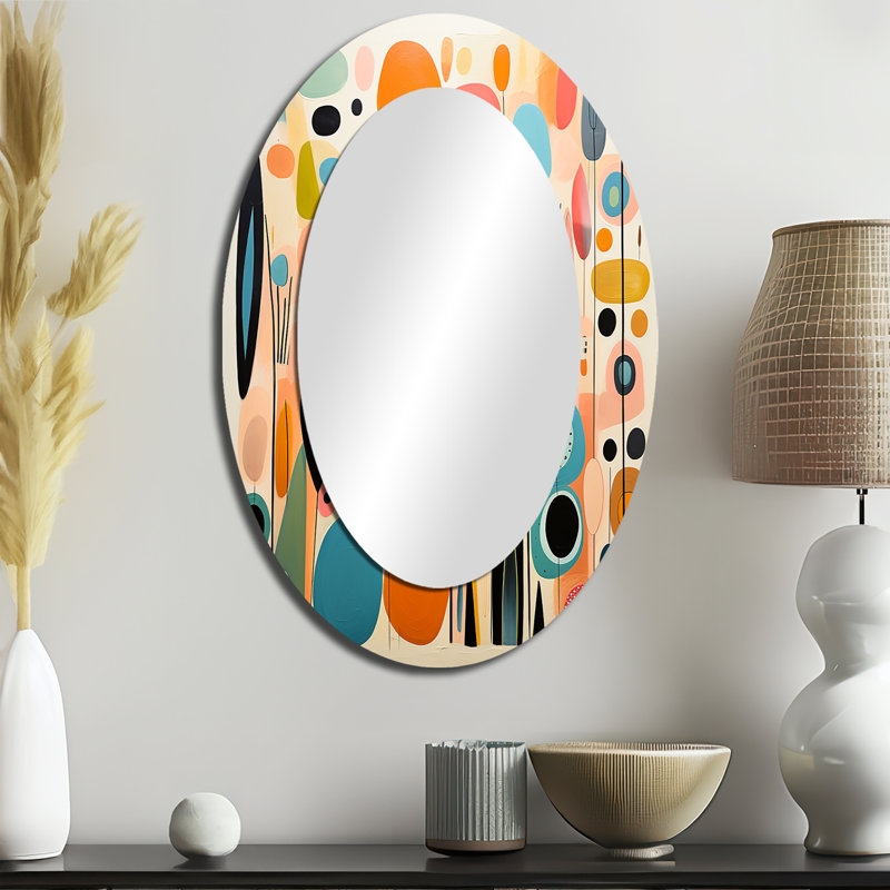 Rose Mid Century Playful Patterns II - Miroir mural rose Mid-Century, 36 po x 24 po