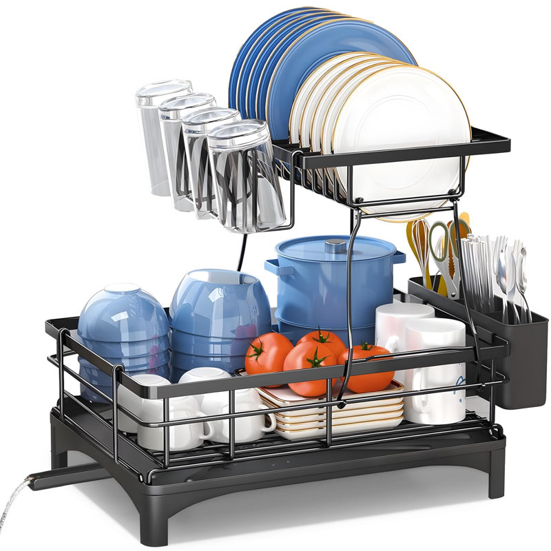 Large Stainless Steel 2-Tier Dish Drying Rack