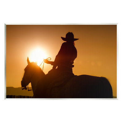 Ax-165-Wood " Cowboy At Sunset Silhouette " by Lisa Dearing