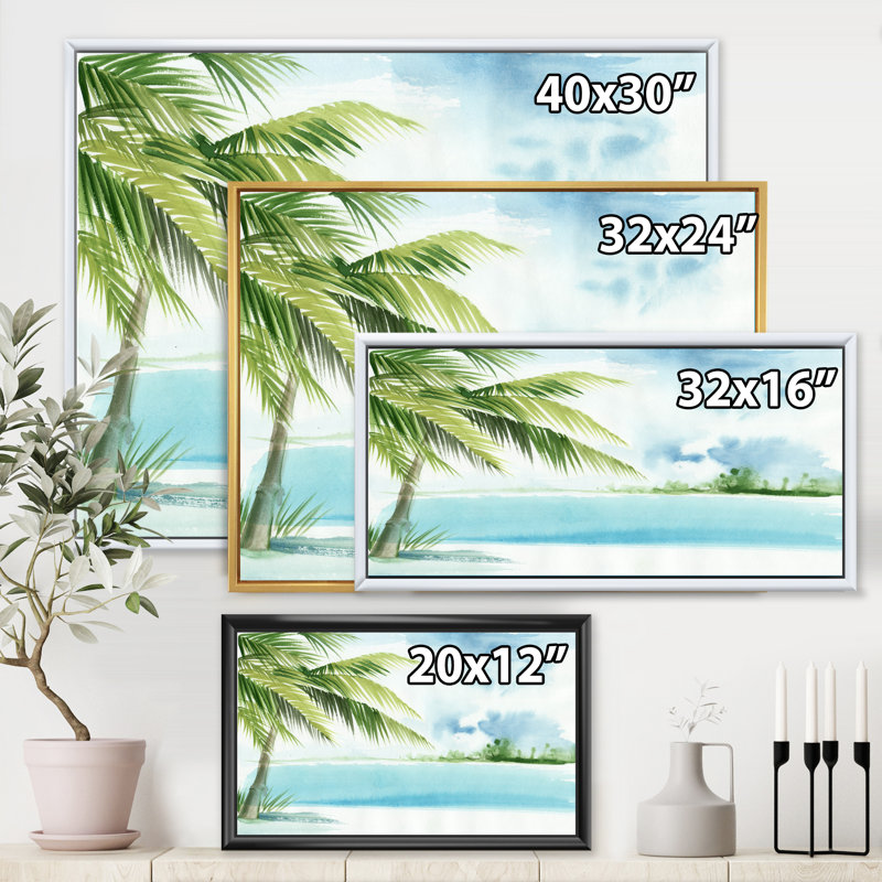 Palm Beach Resort At Dawn I - reproduction sur toile, H 16 po x l 32 po x p 1 po, Toile blanche encadrée