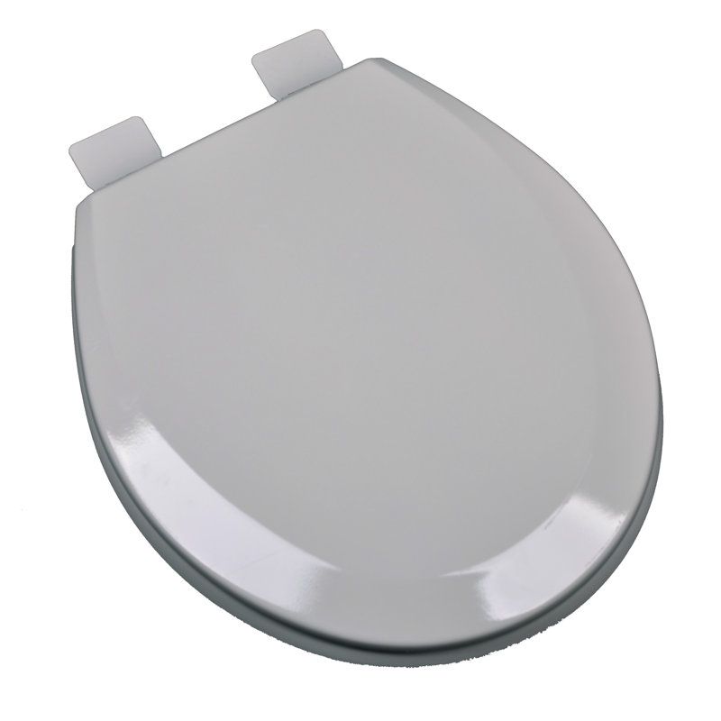 Siège de toilette rond en bois moulé, Argent/Gris