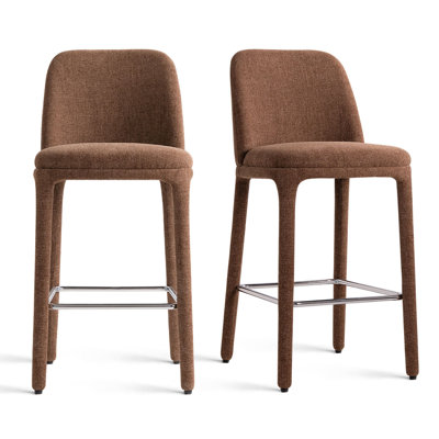 26.5" Modern Fully Upholstered Fabric Counter Stool (Set of 2)
