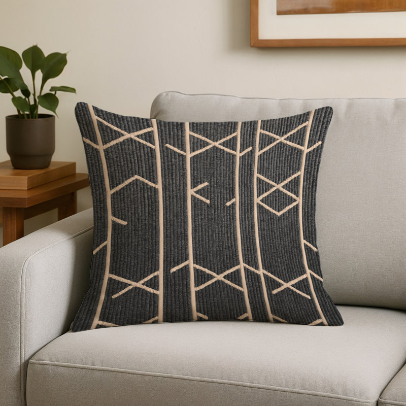 Indoor and Outdoor Throw Pillow, Square 20", Gray Trellis 213