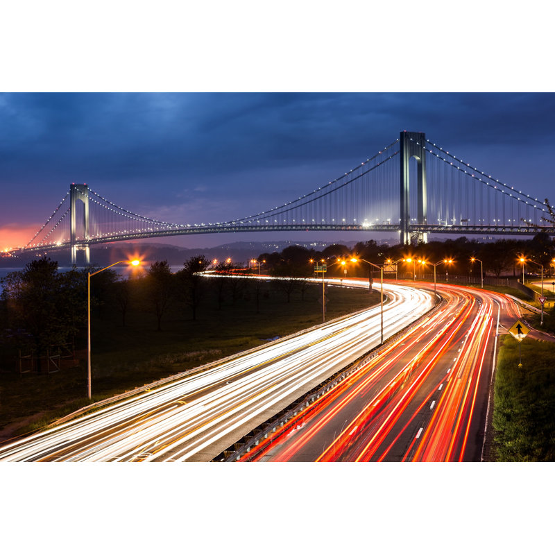 Mudsay Verrazano Narrows Bridge par - Photographie de toile tendue, H 24 po x l 36 po