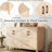 4-Door Cabinet In Rustic Aesthetic, And Wood Veneer, Soft-Close Function, Rounded Corners, Storage For Organization Natural With Tabletop, Solid Pine Legs, Smooth Hinges, Home Use-360205017