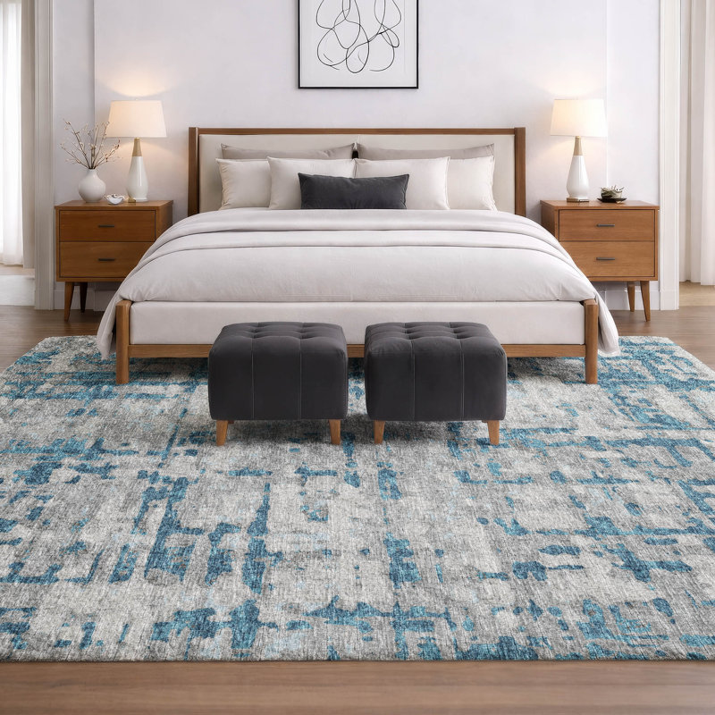 Premium Machine Washable Dream Shag ADS76 Abstract Plaid Rug, Peacock, 10' x 14'