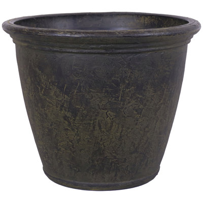 Blough 24" x 24" x 20" Round Polyresin Outdoor Planter Pot - Dark Brown