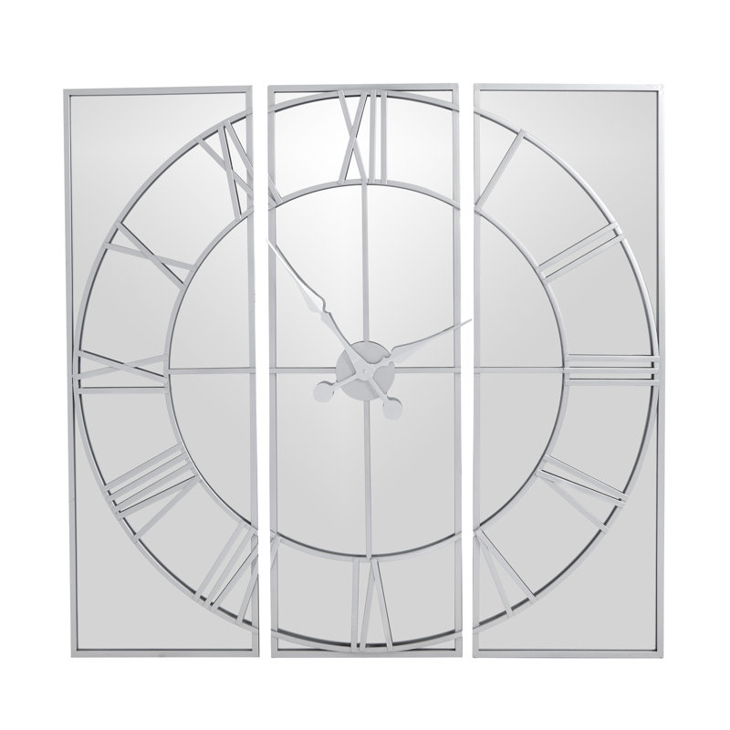 Anetia Panelled Wall Clock, Silver