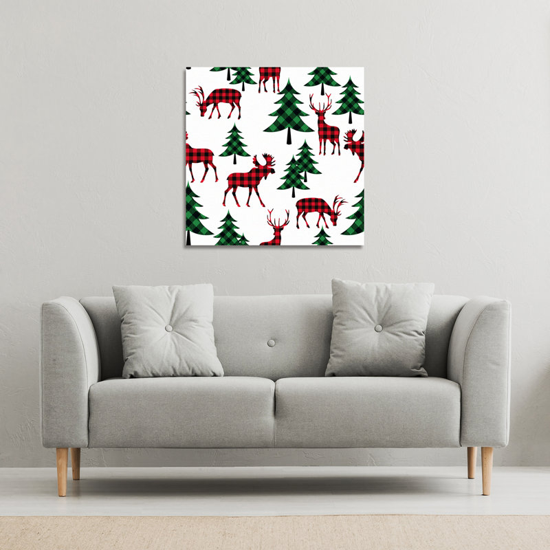 Buffalo Plaid Woodland - Wrapped Canvas Print, 101cm H x 101cm W