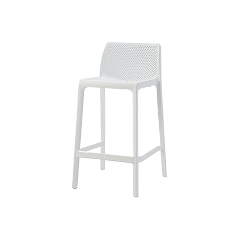 Commercial Grade Outdoor 29" Bar Stool — Set of 4, Perforated Netted Design, All-Weather Polypropylene, Stackable, No Assembly