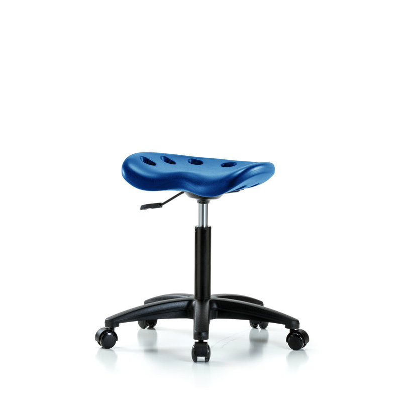 Tabouret de laboratoire à hauteur ajustable Tractor, Bleu, Roulettes, Noir