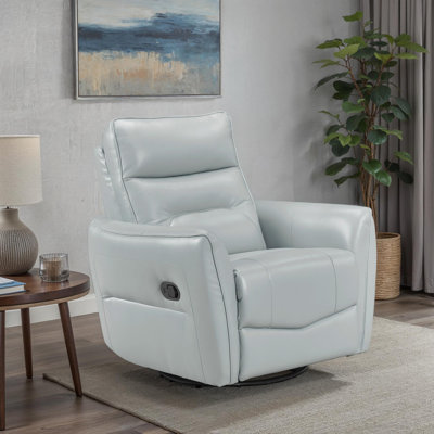 Jonas 36" Modern & Contemporary Swivel Glider Top Grain Leather Match Reclining Chair with 360-Degree Swivel & Gentle Gliding Motion by Latitude Run